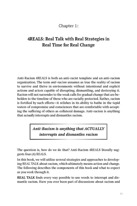 Anti-Racism 4REALS: Real Talk with Real Strategies in Real Time for Real Change
