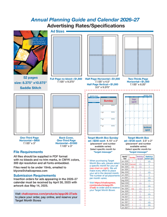 Advertise in the 2026-2027 Annual Planning Guide & Calendar