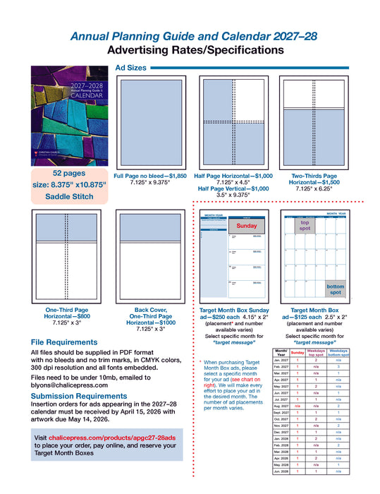 Advertise in the 2027-2028 Annual Planning Guide & Calendar