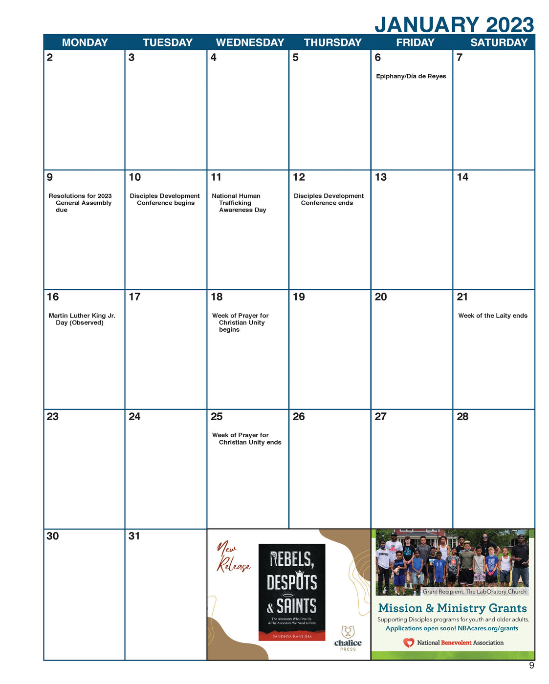 Annual Planning Guide & Calendar 2023-2024 — Chalice Press